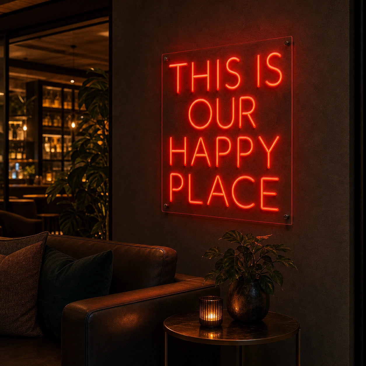 This Is Our Happy Place Wall Decor LED Neon Sign Garage Man Cave Neon Sign real lifestyle scene