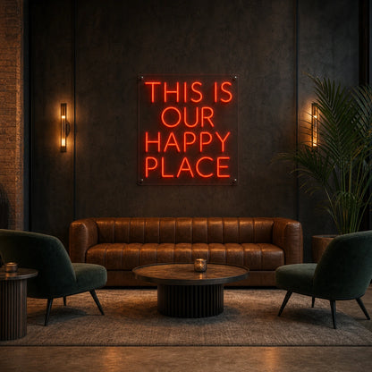 This Is Our Happy Place Wall Decor LED Neon Sign Garage Man Cave Neon Sign size image