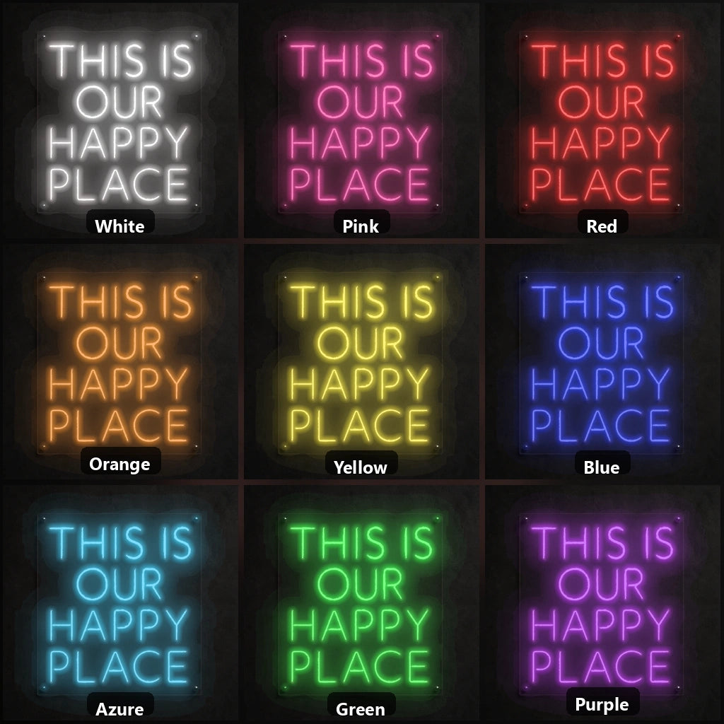 This Is Our Happy Place Wall Decor LED Neon Sign Garage Man Cave Neon Sign color grid