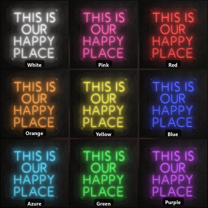 This Is Our Happy Place Wall Decor LED Neon Sign Garage Man Cave Neon Sign color grid