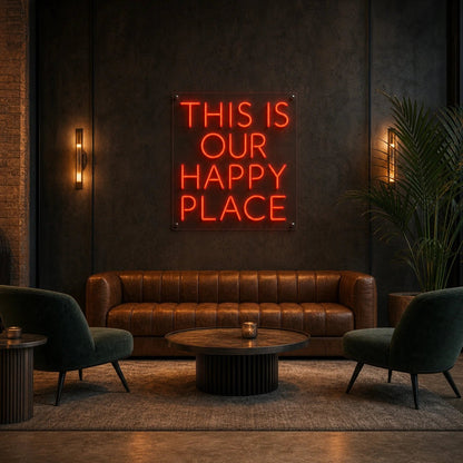 This Is Our Happy Place Wall Decor LED Neon Sign Garage Man Cave Neon Sign - Shineneon