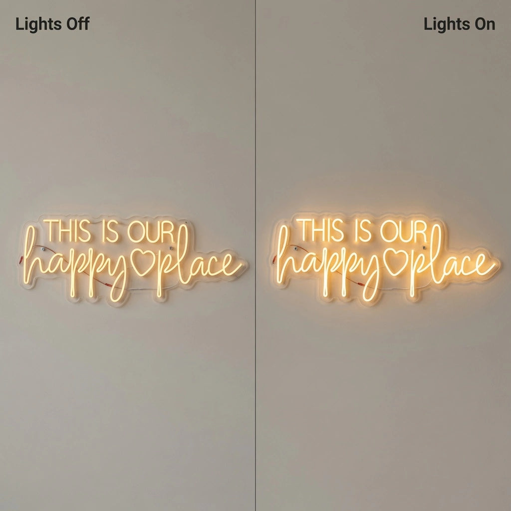 This Is Our Happy Place Wall Decor LED Neon Sign Wall Neon Sign - 06 Day Night Comparison