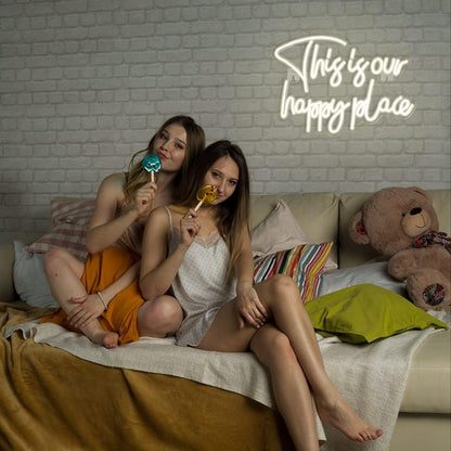 This Is Our Happy Place Warm White Neon Sign Cozy Home | Shineneon