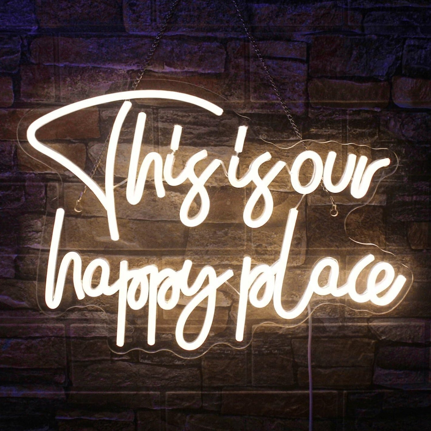 This Is Our Happy Place Warm White Neon Sign Cozy Home | Shineneon