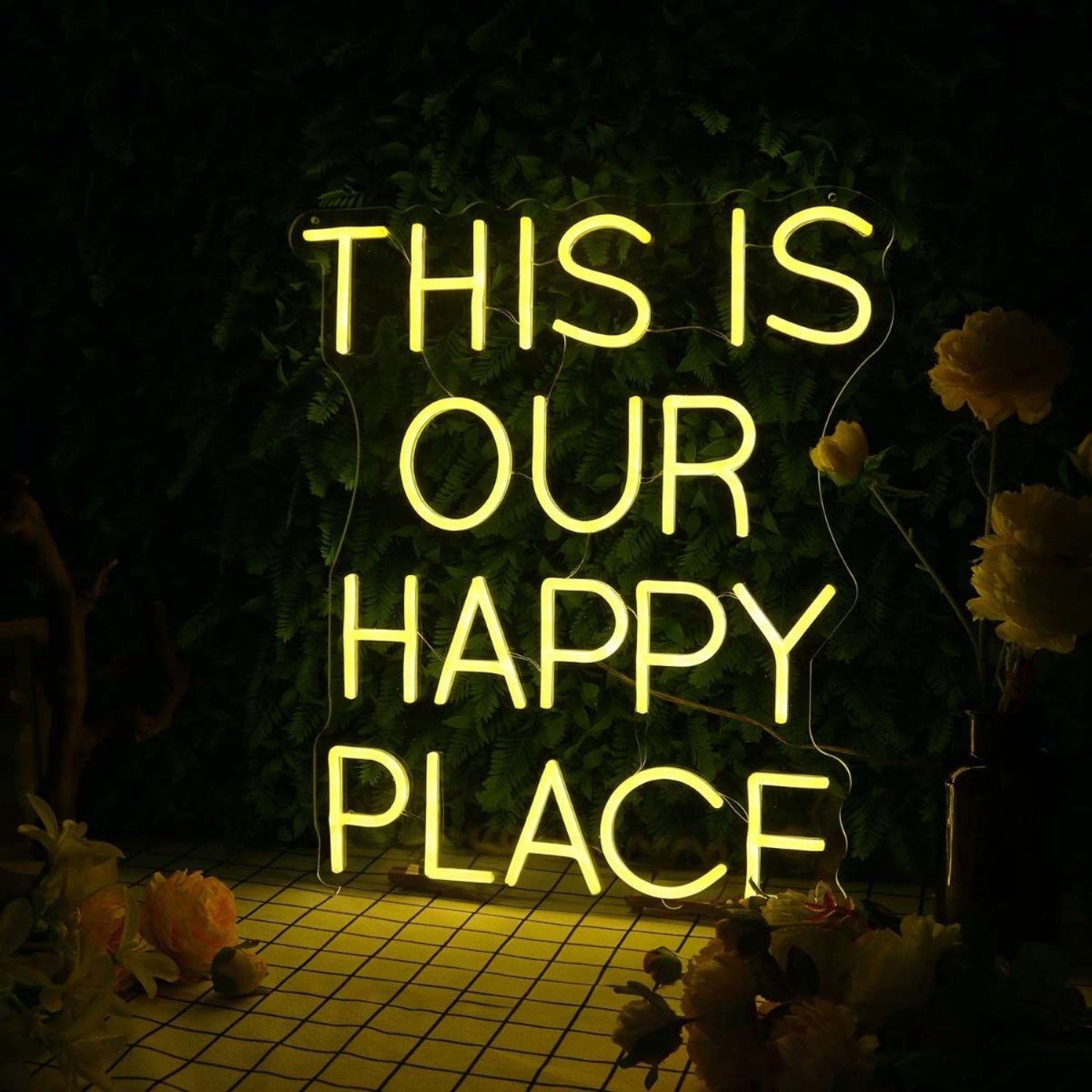 This Is Our Happy Place Yellow Led Neon Sign - Shineneon