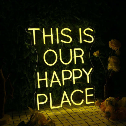 This Is Our Happy Place Yellow Led Neon Sign - Shineneon