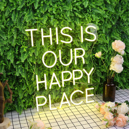 This Is Our Happy Place Yellow Led Neon Sign - Shineneon