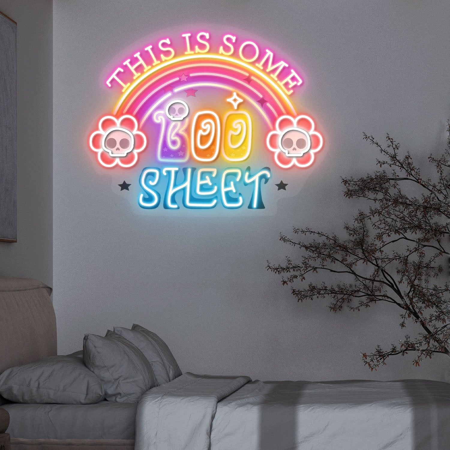 This Is Some Boo Sheet Rainbow Halloween Acrylic Led Neon Sign | Shineneon
