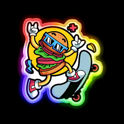 This Is Some Fast Food Skating Fast Food Led Neon Sign For Burger Place Rgb Color - LED neon sign close-up detail