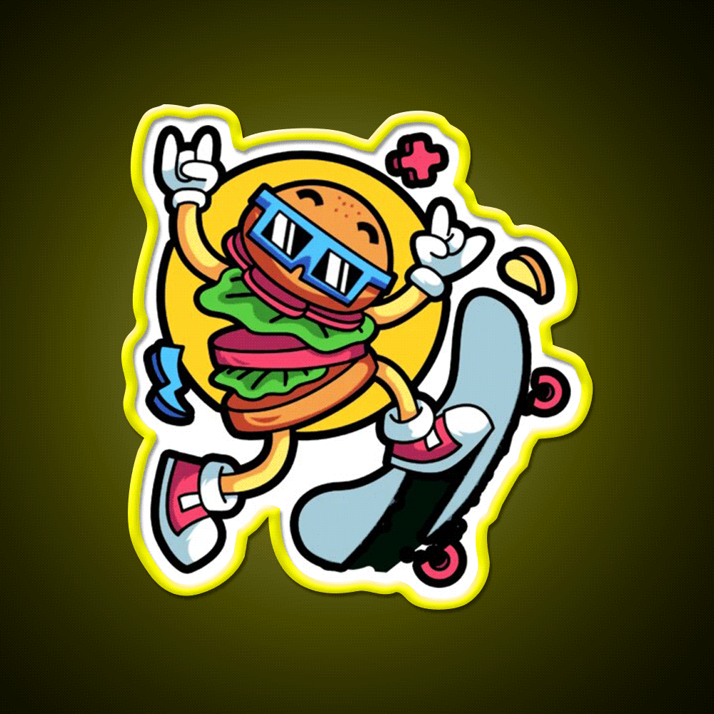 This Is Some Fast Food Skating Fast Food Led Neon Sign For Burger Place Rgb Color - Custom LED neon sign front view
