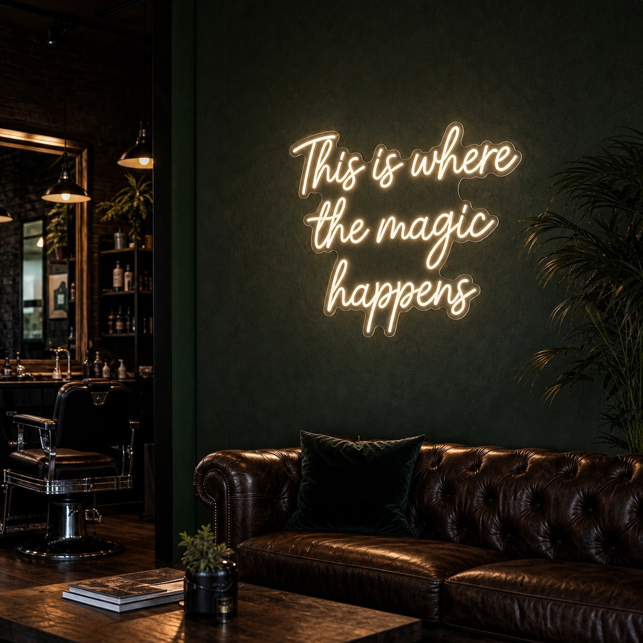 This Is Where The Magic Happens LED Neon Sign Garage Man Cave Neon Sign real lifestyle scene