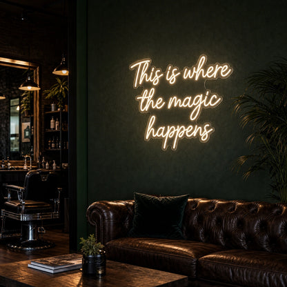 This Is Where The Magic Happens LED Neon Sign Garage Man Cave Neon Sign real lifestyle scene