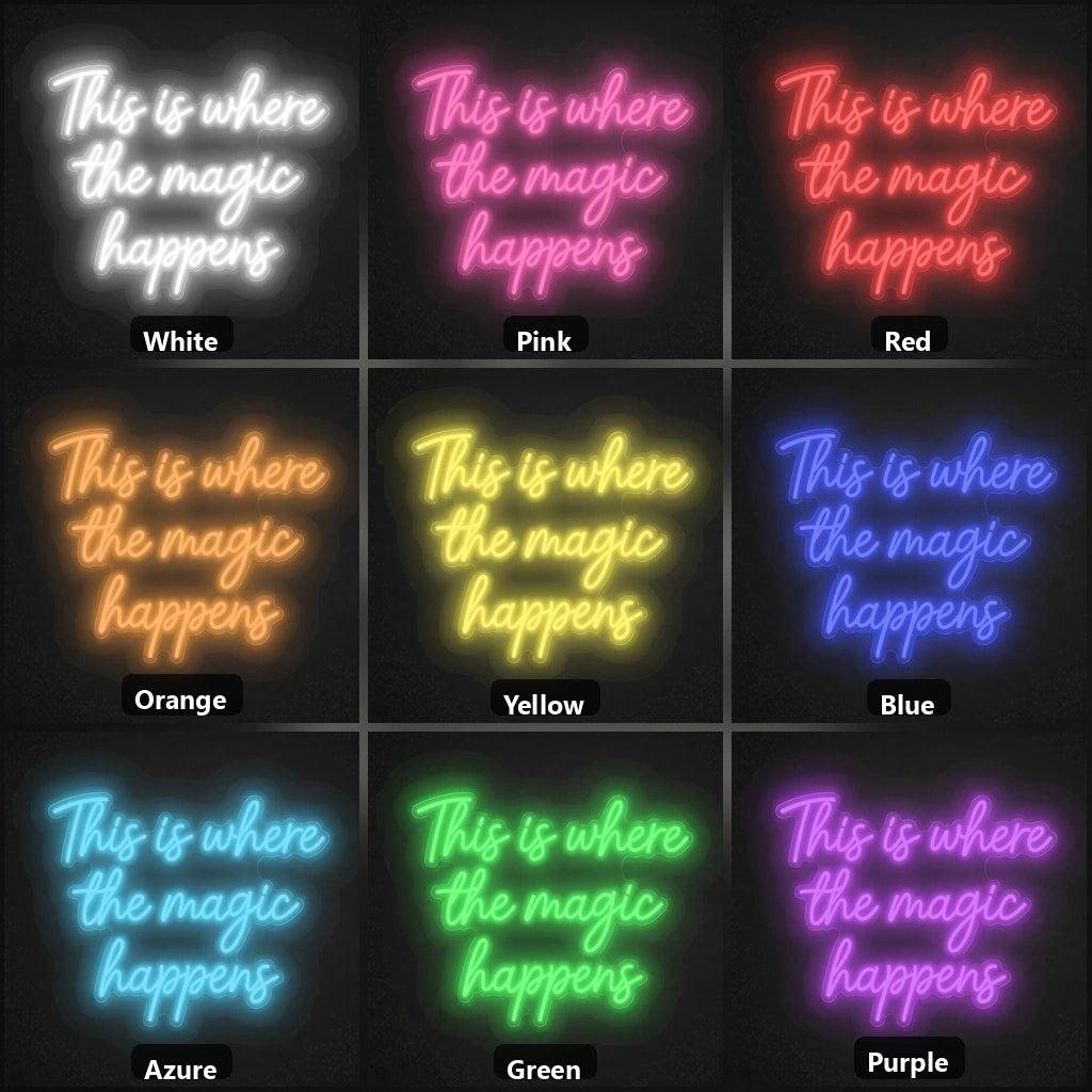 This Is Where The Magic Happens LED Neon Sign Garage Man Cave Neon Sign color grid
