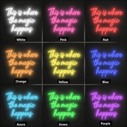 This Is Where The Magic Happens LED Neon Sign Garage Man Cave Neon Sign color grid