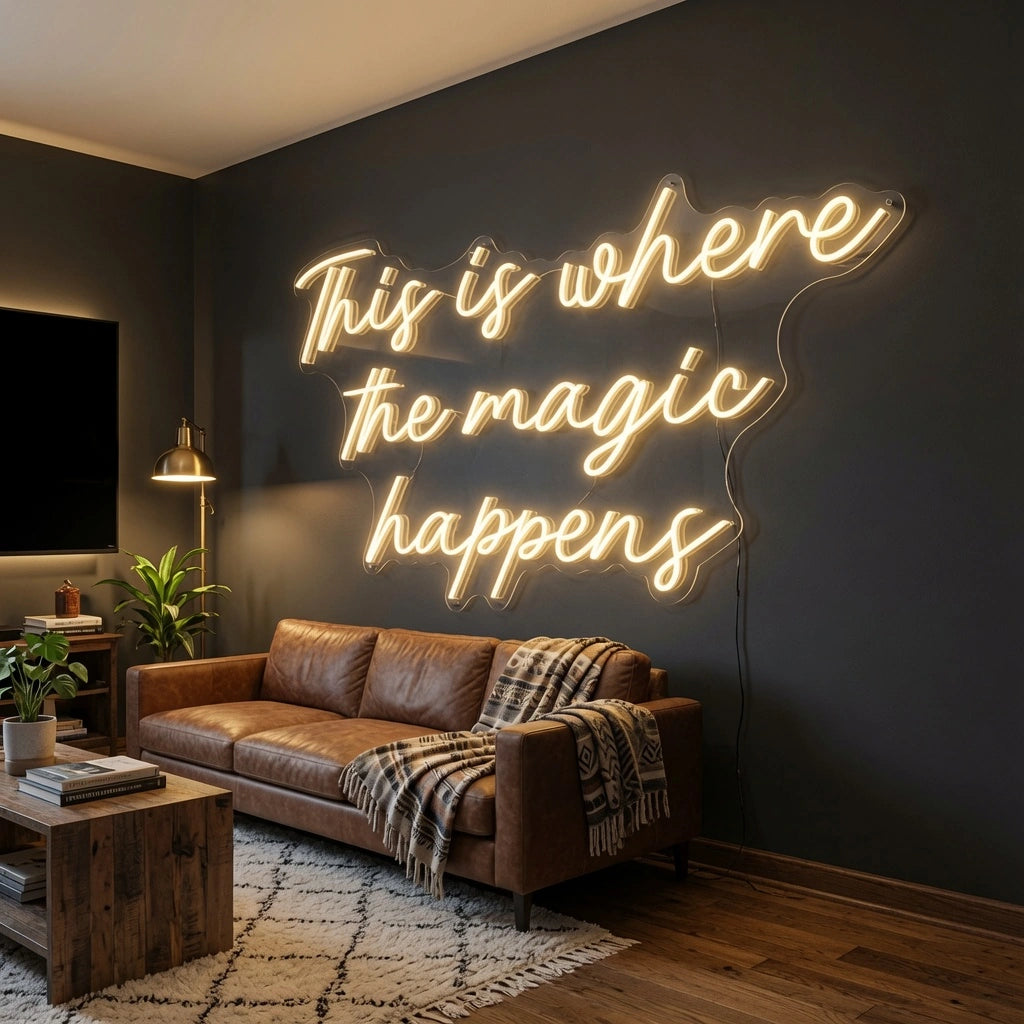 This Is Where The Magic Happens LED Neon Sign Home Art - 03 Real Lifestyle Scene