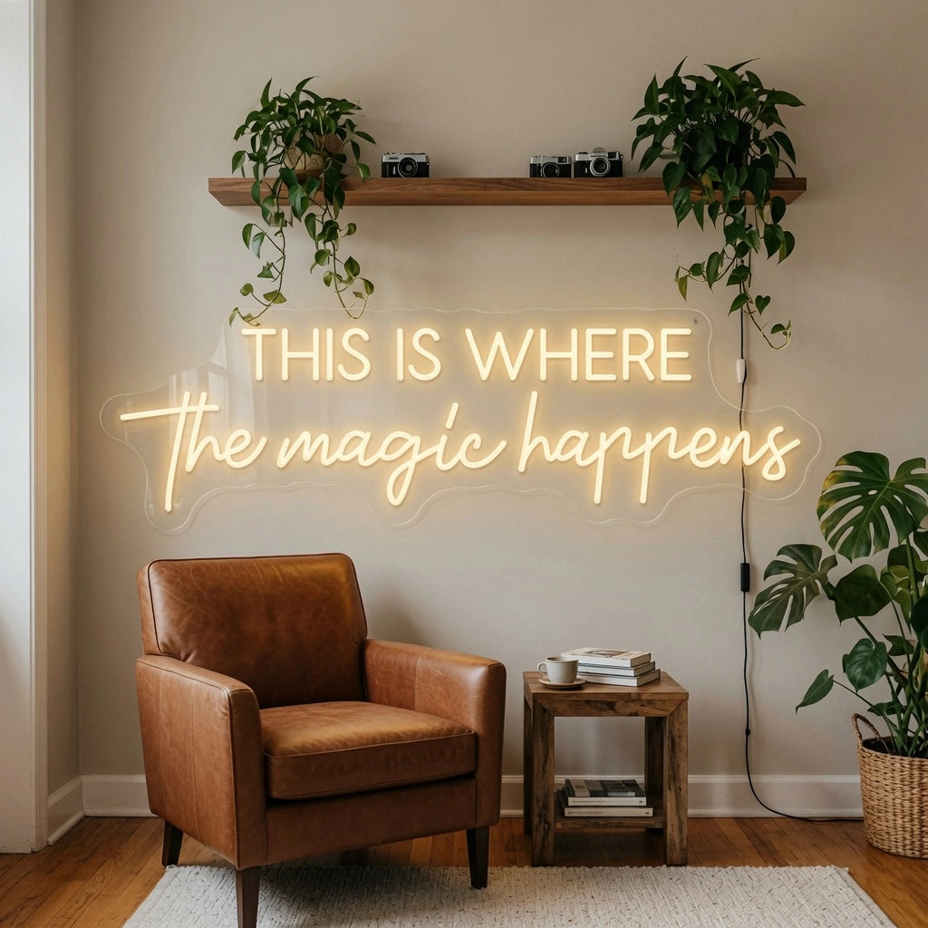 This Is Where The Magic Happens LED Neon Sign Home Decor - 03 Real Lifestyle Scene