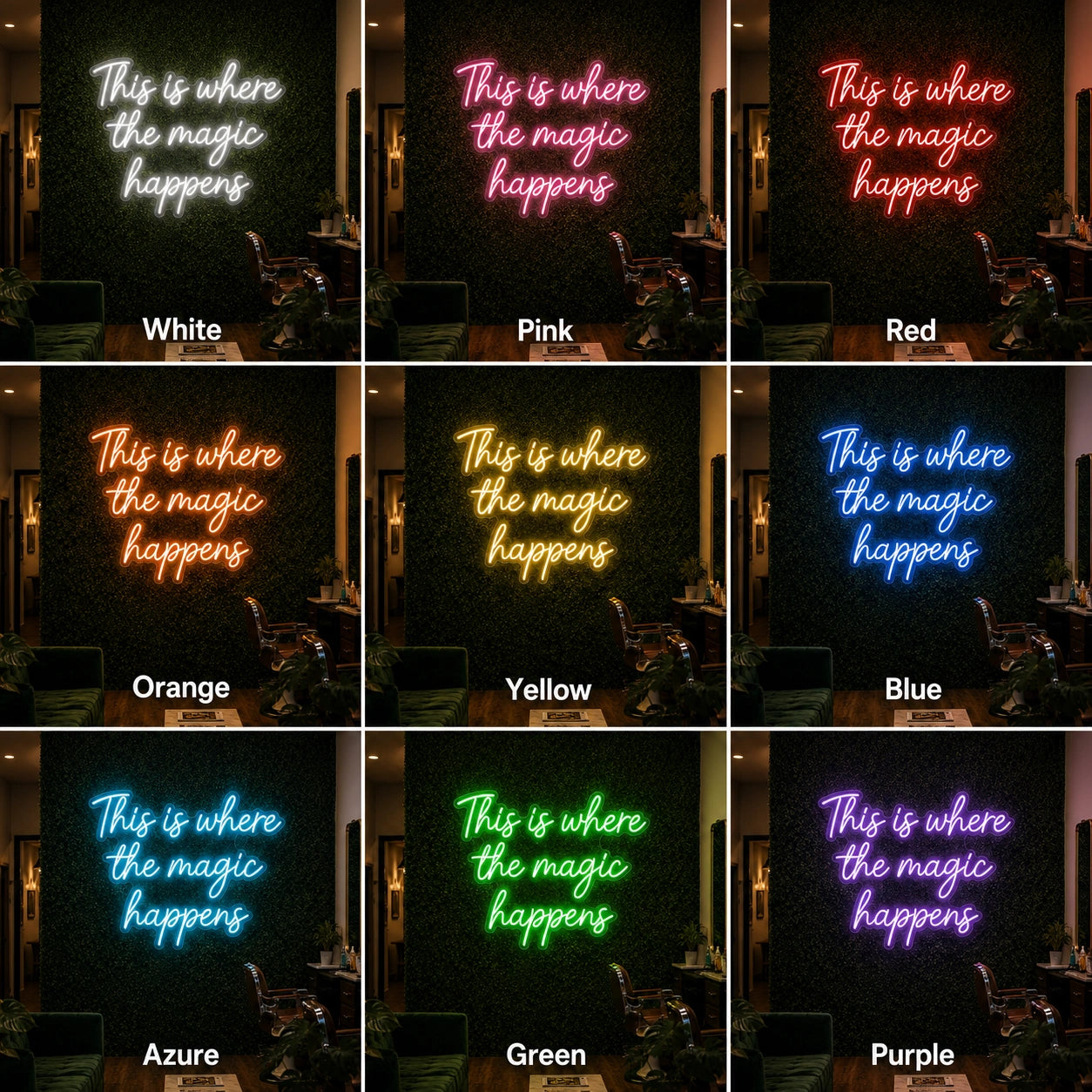 This Is Where The Magic Happens LED Neon Sign Wall Decor - 05 Color Grid