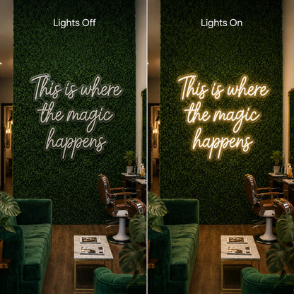 This Is Where The Magic Happens LED Neon Sign Wall Decor - 06 Day Night Comparison