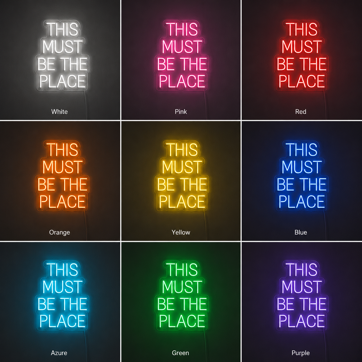 This Must Be The Place Apartment LED Neon Sign color grid