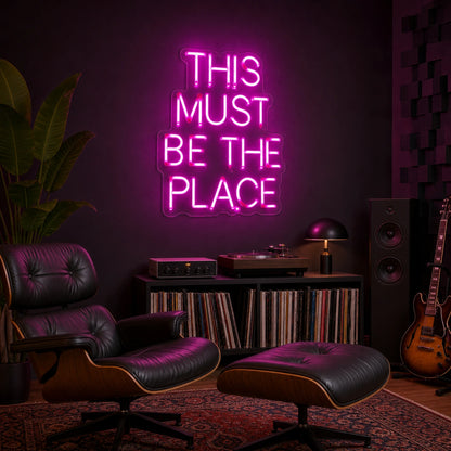 This Must Be The Place LED Neon Sign Garage Man Cave Neon Sign real lifestyle scene
