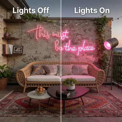 This Must Be The Place LED Neon Sign Home Wall Art - 06 Day Night Comparison