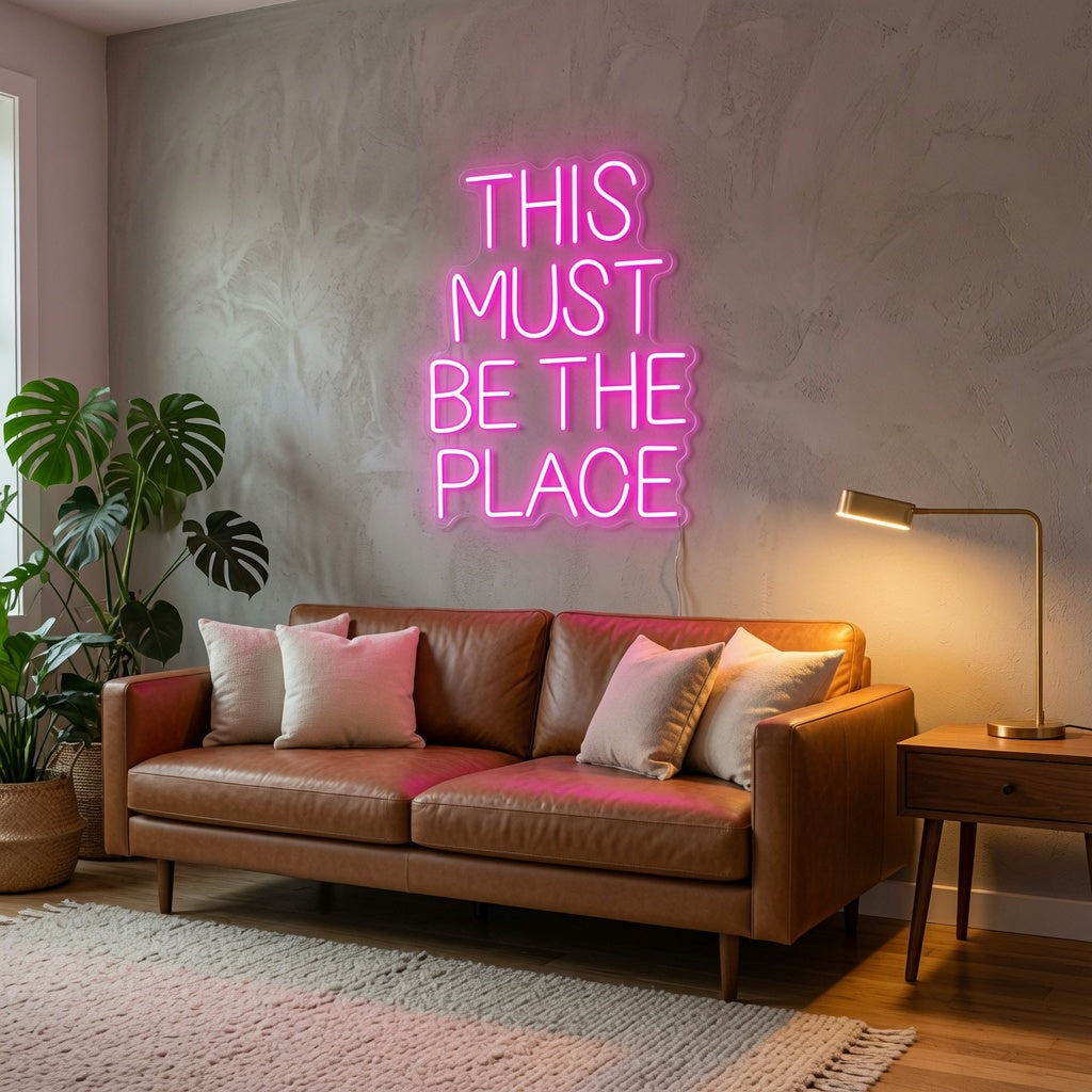 This Must Be The Place Living Room Wall Light LED Neon Sign - 03 Real Lifestyle Scene