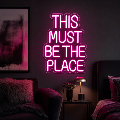 This Must Be The Place Room Decor LED Neon Sign Garage Man Cave Neon Sign real lifestyle scene