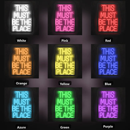 This Must Be The Place Room Decor LED Neon Sign Garage Man Cave Neon Sign color grid