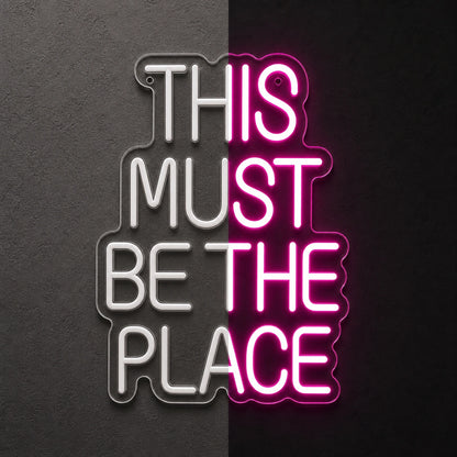 This Must Be The Place Room Decor LED Neon Sign Garage Man Cave Neon Sign day and night comparison