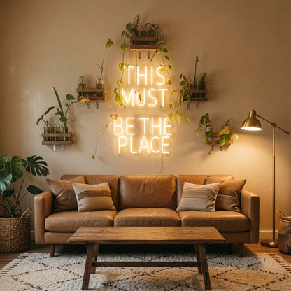 This Must Be The Place Text Wall Light LED Neon Sign - 03 Real Lifestyle Scene