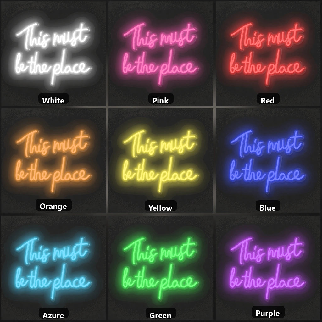 This Must Be The Place Wall Art LED Neon Sign Garage Man Cave Neon Sign color grid