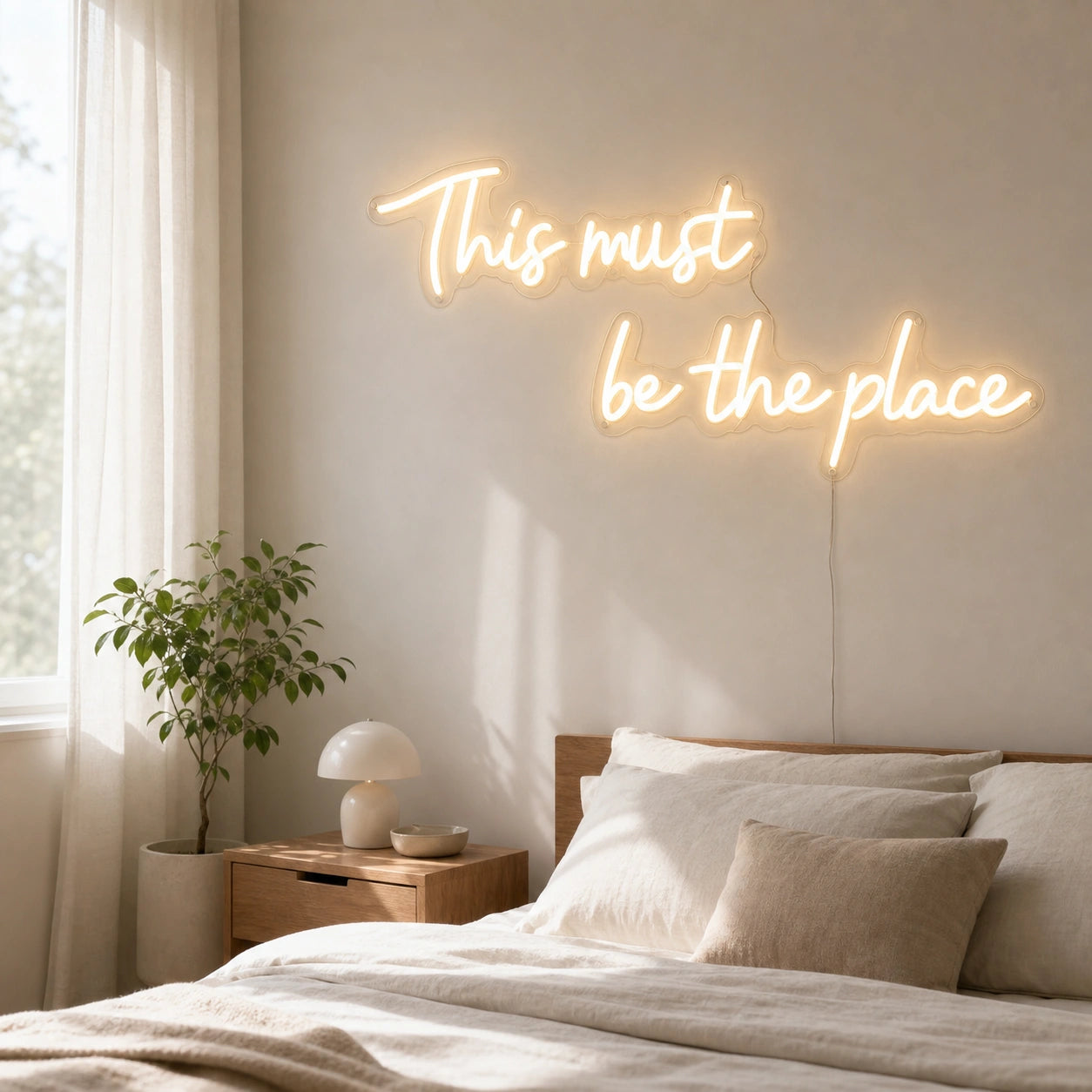 This Must Be The Place Wall Decor LED Neon Sign real lifestyle scene