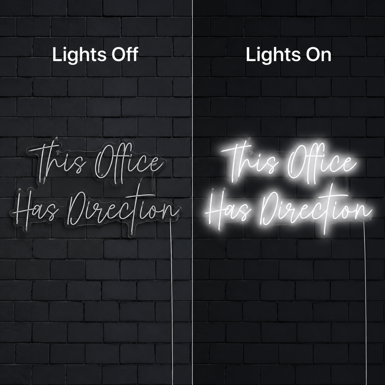 This Office Has Direction LED Neon Sign - 06 Day Night Comparison