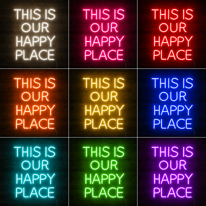 This Our Happy Place Wall Decor LED Neon Sign color grid