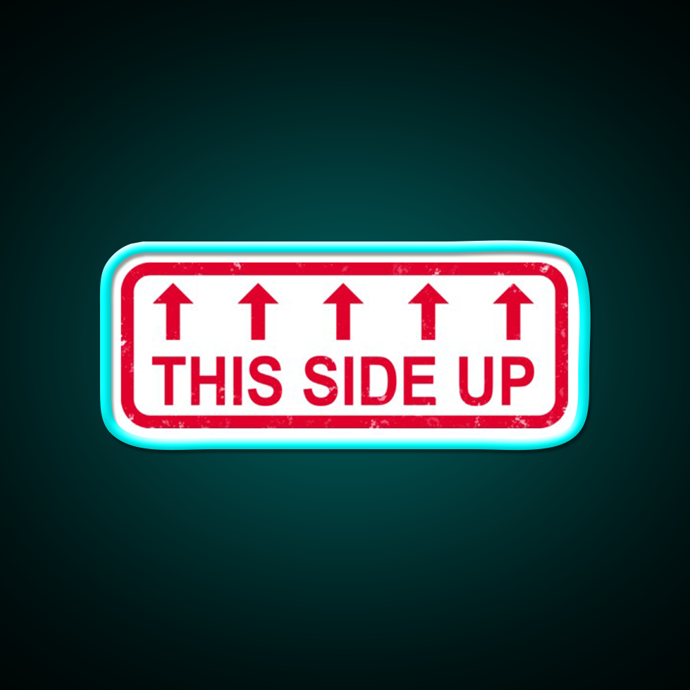 This Side Up Warning Label Stamp Beer Bar Decor Led Neon Sign Rgb Color - Size and dimension reference