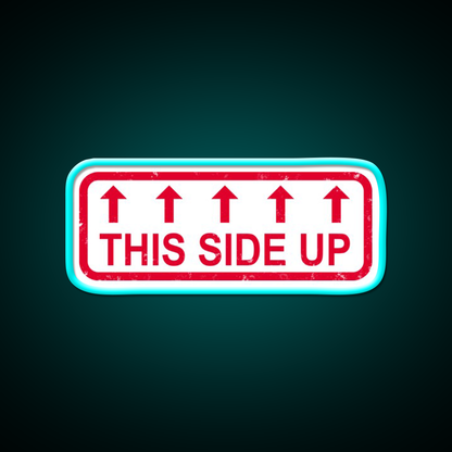 This Side Up Warning Label Stamp Beer Bar Decor Led Neon Sign Rgb Color - Size and dimension reference