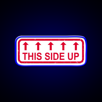 This Side Up Warning Label Stamp Beer Bar Decor Led Neon Sign Rgb Color
