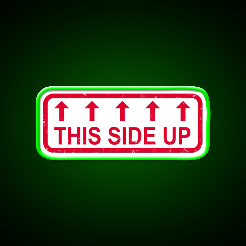 This Side Up Warning Label Stamp Beer Bar Decor Led Neon Sign Rgb Color - LED neon sign view 8