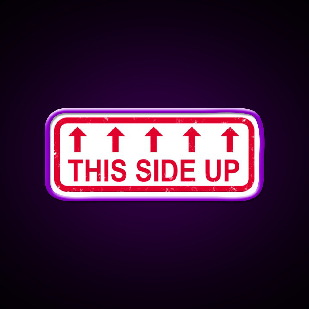 This Side Up Warning Label Stamp Beer Bar Decor Led Neon Sign Rgb Color - LED neon sign view 9