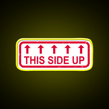 This Side Up Warning Label Stamp Beer Bar Decor Led Neon Sign Rgb Color - LED neon sign view 7