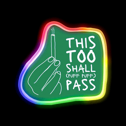 This Too Shall Pass Hemp Inspired Green Leaf Led Neon Sign Rgb Color - LED neon sign close-up detail