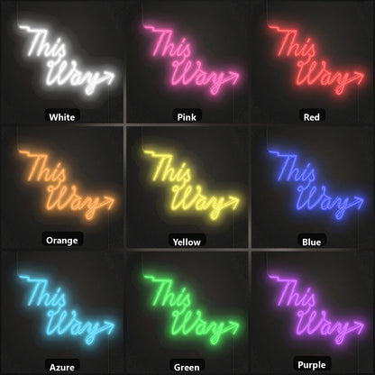 This Way LED Neon Sign color grid
