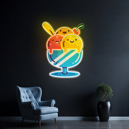 Three Scandinavian Santas Neon Artwork For Sale