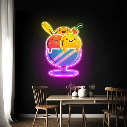 Three Scandinavian Santas Neon Artwork For Sale