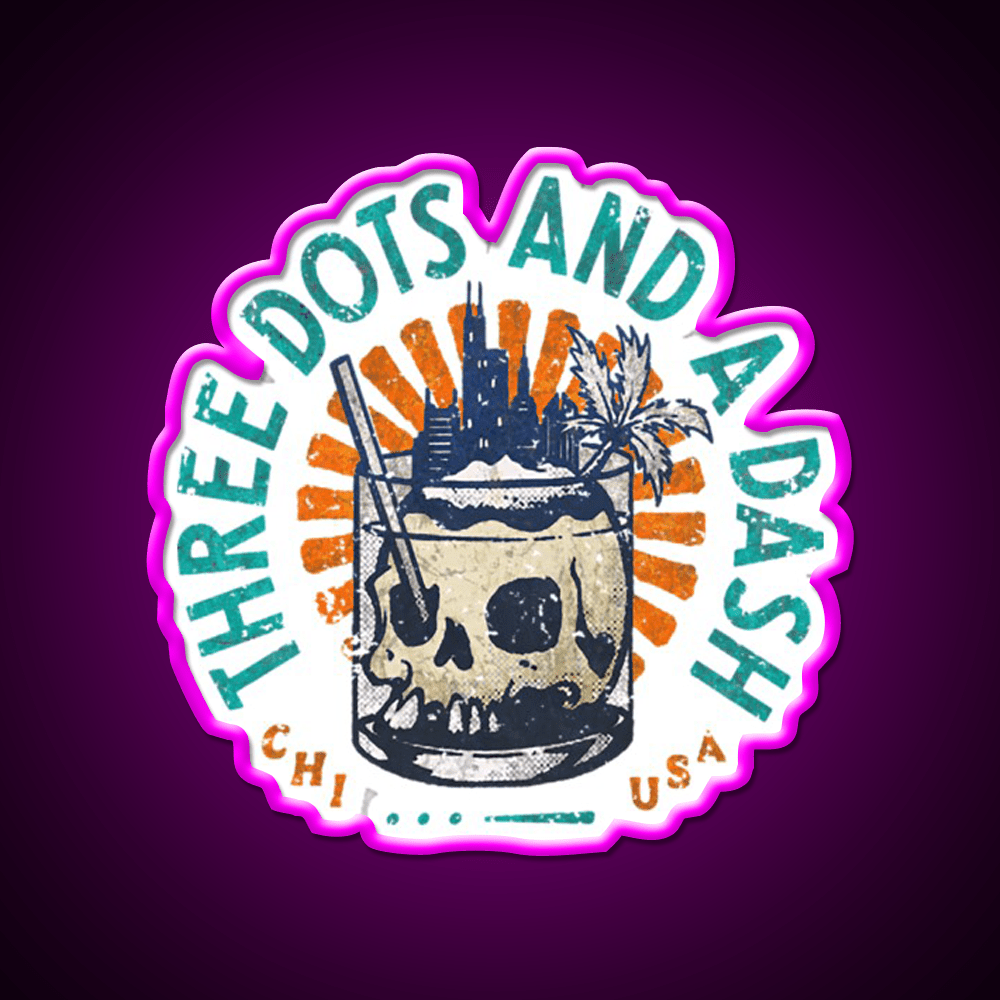 Three Dots And A Dash Tiki Bar Cocktail Bar Decor Led Neon Sign Rgb Color - Shineneon
