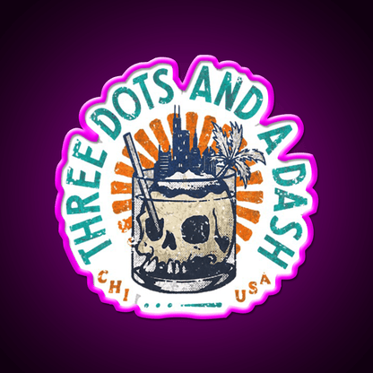 Three Dots And A Dash Tiki Bar Cocktail Bar Decor Led Neon Sign Rgb Color - Shineneon