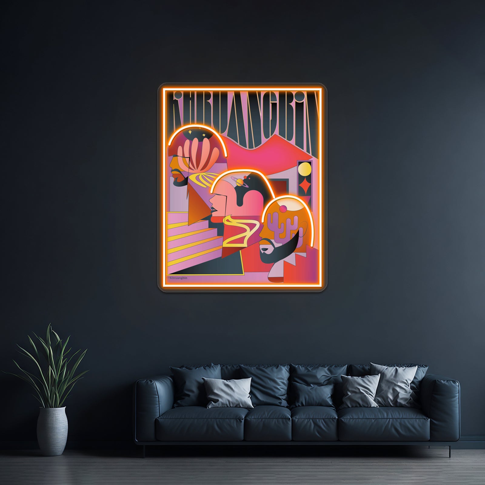 Three Laura Friend In Abstract Poster Wall Artwork Neon Signs | Shineneon