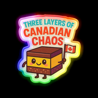 Three Layers Of Canadian Chaos Nanaimo Bar Snack Food Led Neon Sign Rgb Color - LED neon sign close-up detail