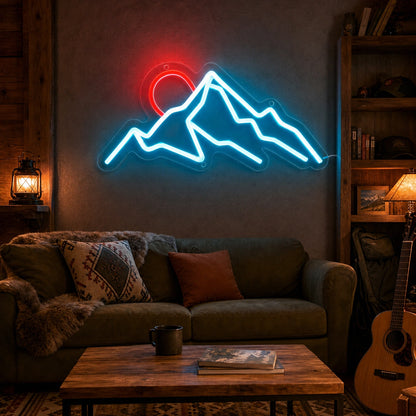Three Mountain Peaks And Half Sun LED Neon Sign real lifestyle scene