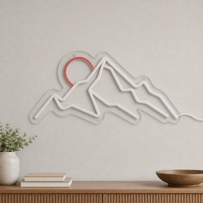 Three Mountain Peaks And Half Sun LED Neon Sign size image